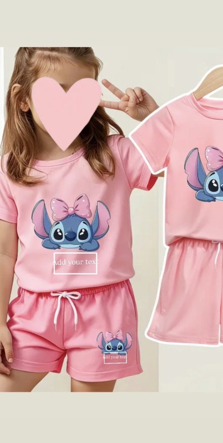 طقم Stitch للبنات مع اسم حسب الطلب / סט סטיץ׳ לילדות